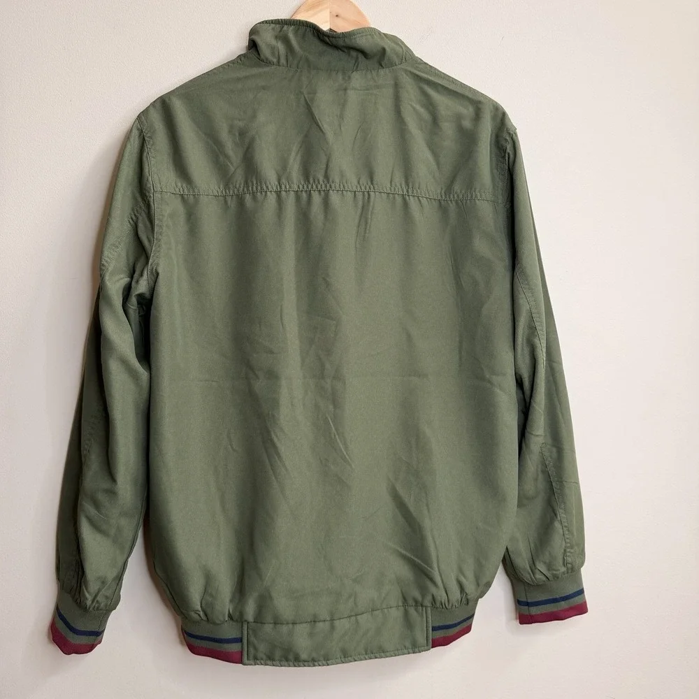 men's navy blue and olive green reversible bomber jacket SZ-M‎ gold tone zipper